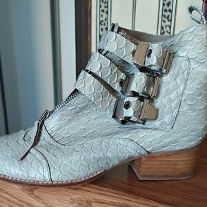 Jeffrey Campbell Textured Silver Ankle Boots